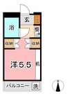 サンピア倉敷 1Kの間取り