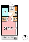 サンピア倉敷 1Kの間取り