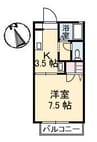 ティンカーベル 1Kの間取り
