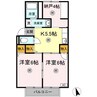 プレジール三宅　Ａ棟 2SKの間取り