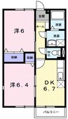 シャトーレインボーＡ 2DKの間取り