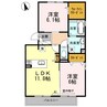 キャスバル　Ａ棟 2LDKの間取り
