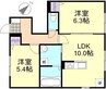 コーポアズC棟 2LDKの間取り