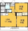マリベールフレール 2LDKの間取り