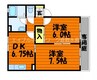 バンビーノ　棟D 2DKの間取り