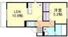 フォルティス倉敷C棟 1LDKの間取り
