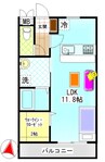 ウィステリアＡ 1Kの間取り