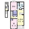レジディア総社Ａ 2LDKの間取り