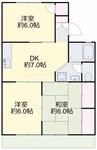 ファンファミリー難波 3DKの間取り