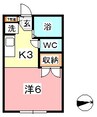 サンシャイン 1Kの間取り