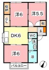 シャトーさつき 3DKの間取り