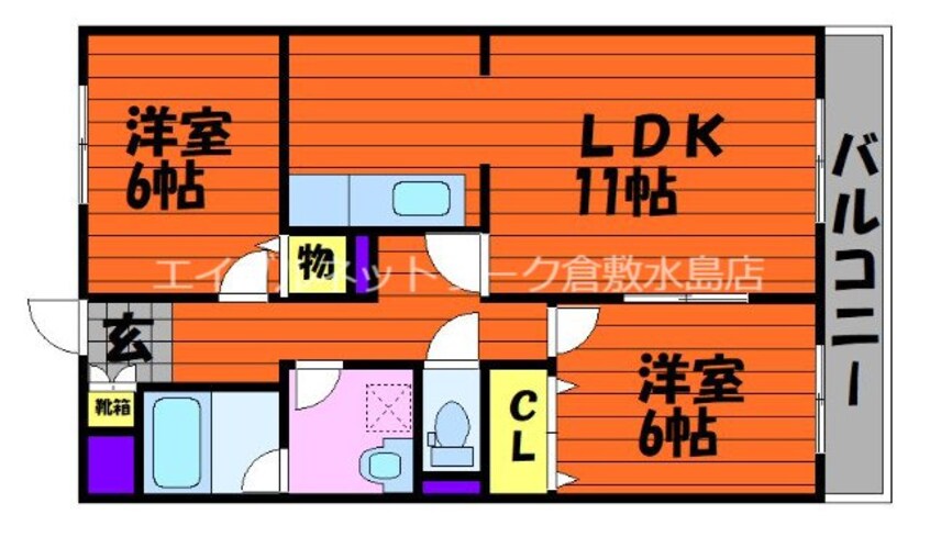間取図 山陽本線（中国）/倉敷駅 徒歩30分 3階 築23年