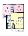 サニーヒルズ 2LDKの間取り