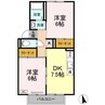 プレジール大和Ⅱ 2DKの間取り