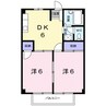 シティハイツ福井 2DKの間取り