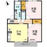 フローラルアベニュー　Ａ棟 2DKの間取り