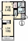 ファインユニゾン　Ｂ棟 1LDKの間取り