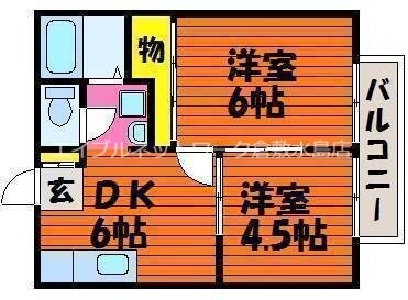 間取り図 山陽本線（中国）/西阿知駅 徒歩15分 2階 築38年