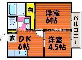 間取図 山陽本線（中国）/西阿知駅 徒歩15分 2階 築38年