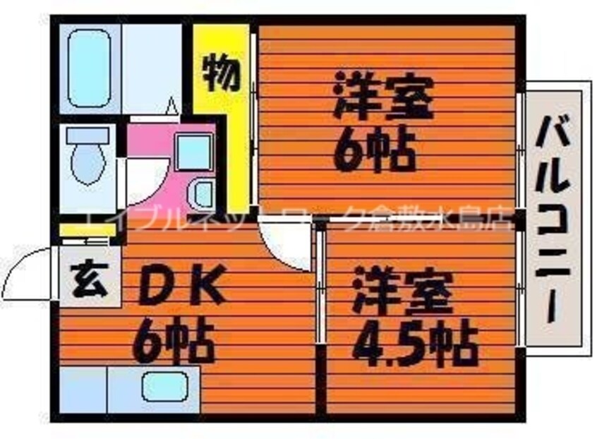 間取図 山陽本線（中国）/西阿知駅 徒歩15分 2階 築38年