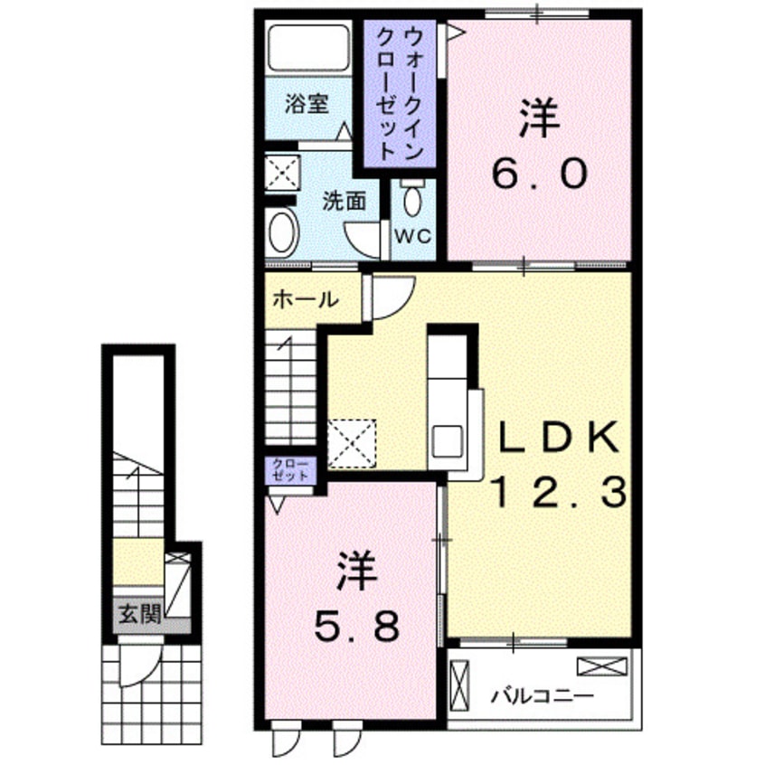 間取図 グランパス　船穂　Ｂ