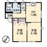 グリーンノート　Ｄ棟 2DKの間取り