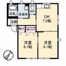 グリーンノート　Ｄ棟 2DKの間取り