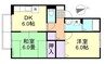 コンチェルト中央　D棟 2DKの間取り