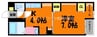 スカイコートマンションⅡ 1Kの間取り
