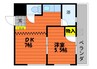 倉敷イーストコーポ 1DKの間取り
