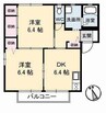オール・ラヴィーヌ　　Ｂ棟 2DKの間取り