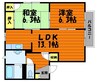 コーポ・アルカディアA 2LDKの間取り