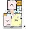 ソレアードⅡ棟 2DKの間取り