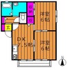 サンクオーレⅡ 2DKの間取り