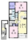 アフロディーテ Ⅱ 2LDKの間取り