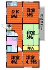 コーポみやび 3DK+Sの間取り