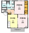エイトタウン北 2DKの間取り