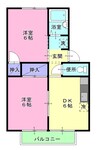 アーバン中須賀B棟 2DKの間取り