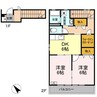 グランシード三宅 2DKの間取り