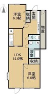 鳥羽タウンハウスＡ 2LDKの間取り