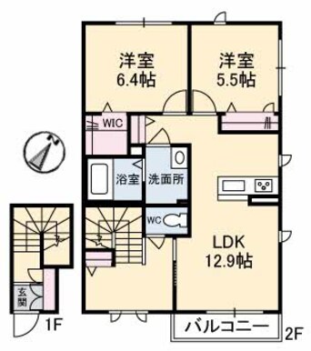 間取図 山陽本線（中国）/倉敷駅 徒歩29分 2階 築7年