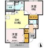 ラルジュ　福岡屋　Ａ棟 2DKの間取り