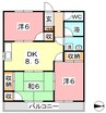 山陽本線（中国）/庭瀬駅 徒歩40分 2階 築35年 3DKの間取り