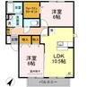 アシュランスB 2LDKの間取り