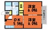 ブロードビューI 2DKの間取り