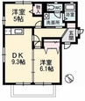 オリーブテラス　Ｃ棟 2DKの間取り