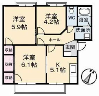間取図 オーキッド倉敷Ⅱ　Ｂ棟