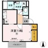 セジュール・ダンケ 1Rの間取り