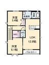 ＫＯ．レジデンス　Ａ棟 2LDKの間取り