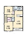 ＫＯ．レジデンス　Ａ棟 2LDKの間取り